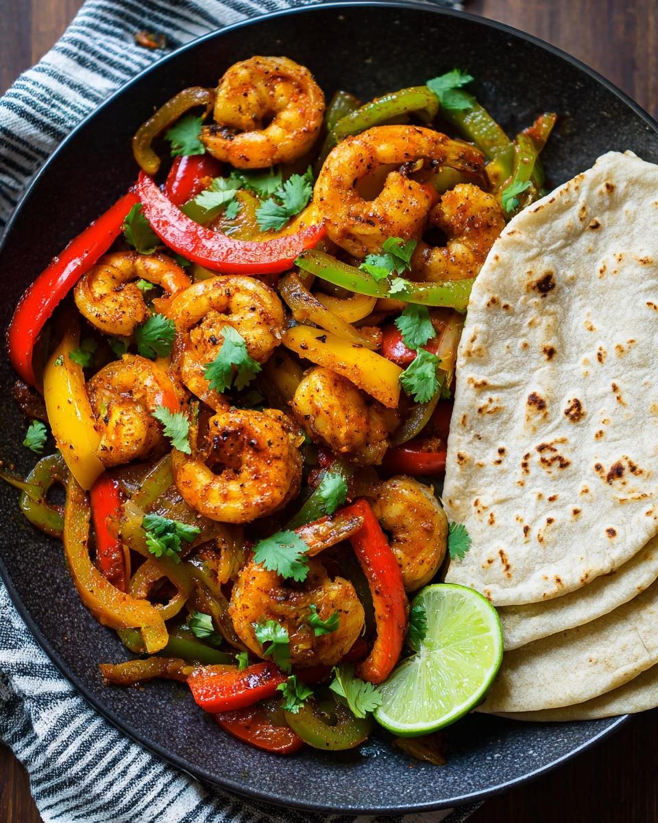 Chipotle Shrimp Fajitas with Peppers & Onions - detail 1
