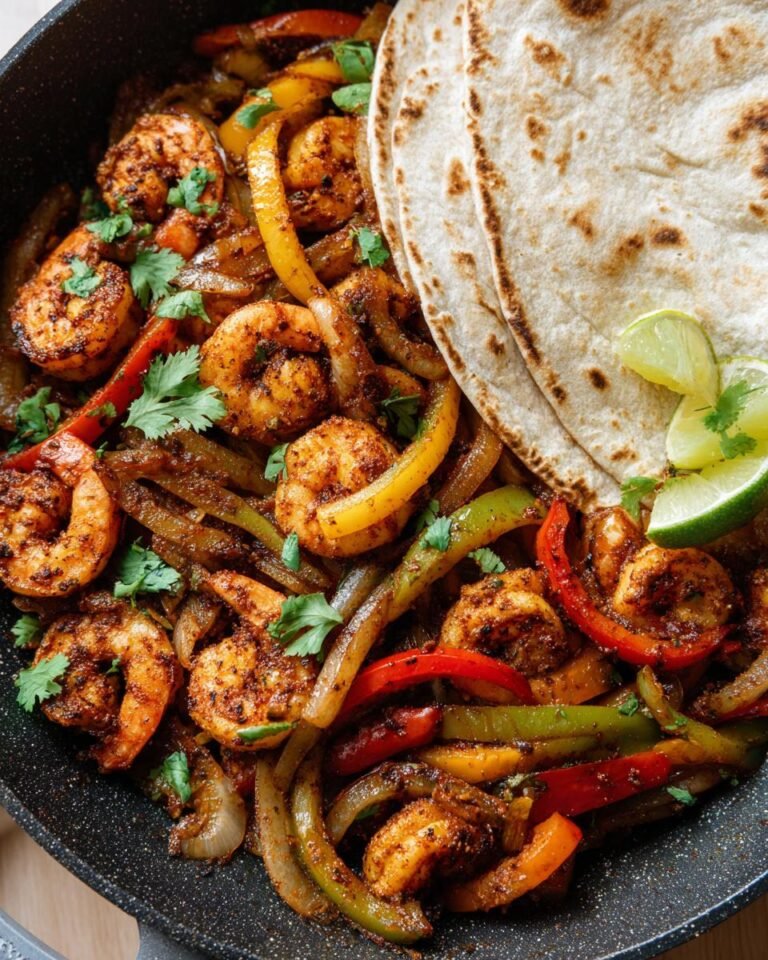 Chipotle Shrimp Fajitas with Peppers & Onions