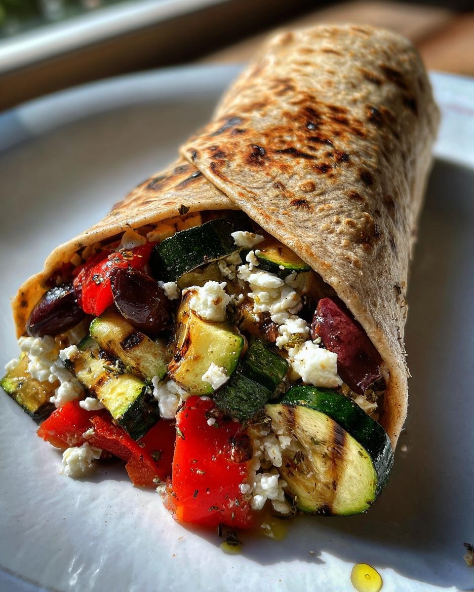 Mediterranean Wrap with Grilled Veggies, Feta & Olives - detail 1