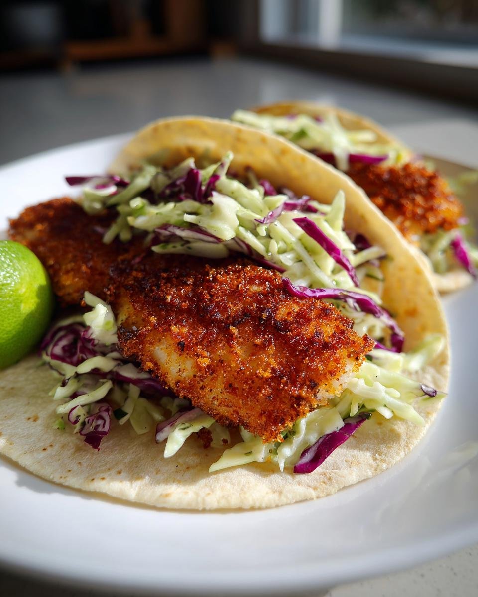 Quick Air-Fryer Crispy Fish Tacos with Slaw - detail 1