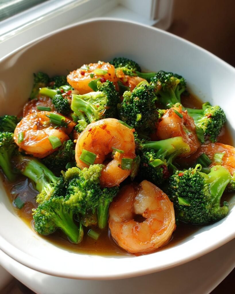Shrimp and Broccoli Stir-Fry in Garlic Ginger Sauce