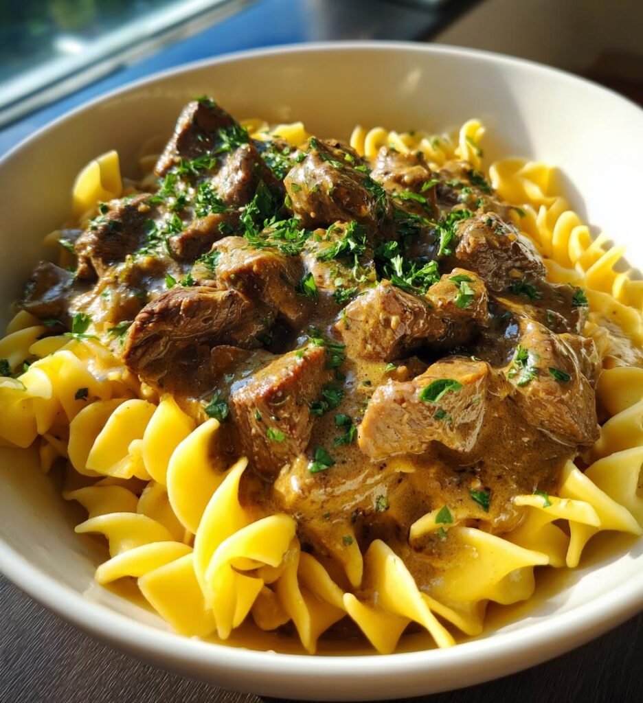 Beef Stroganoff with Egg Noodles