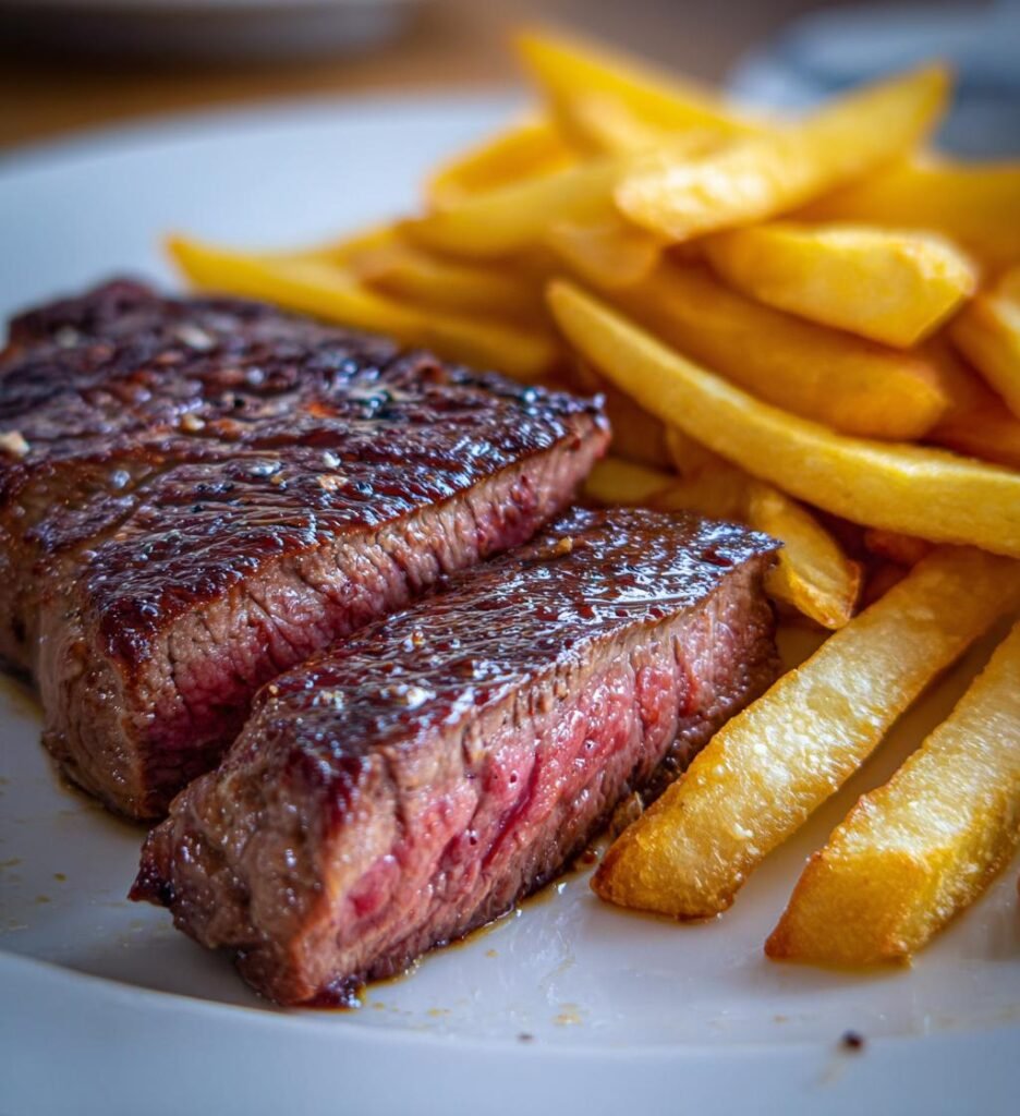 Beef steak with fries