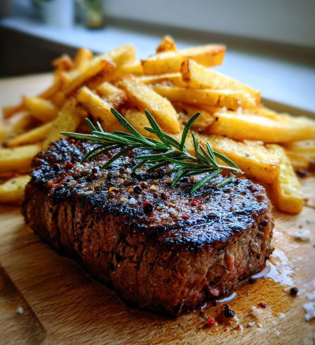 Beef steak with fries (steak frites)