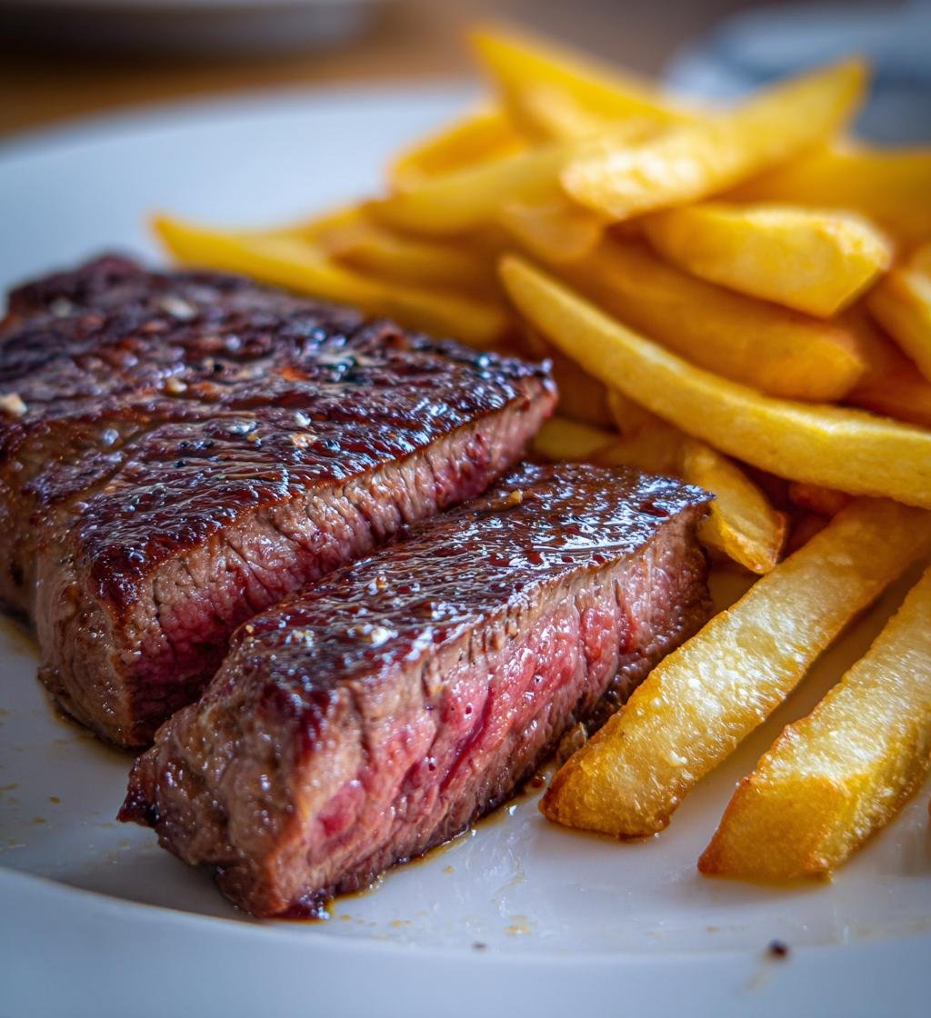 Beef steak with fries