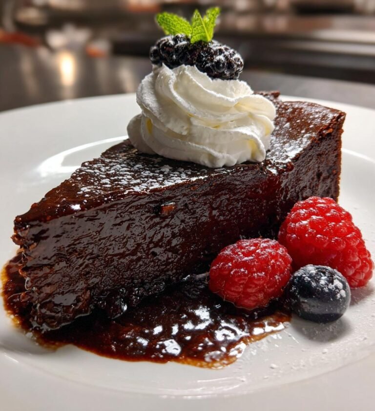 Flourless chocolate cake (restaurant-style dessert)