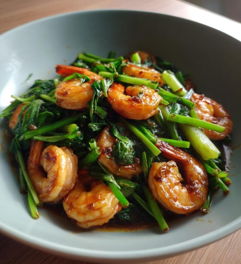 Garlic chive shrimp stir-fry