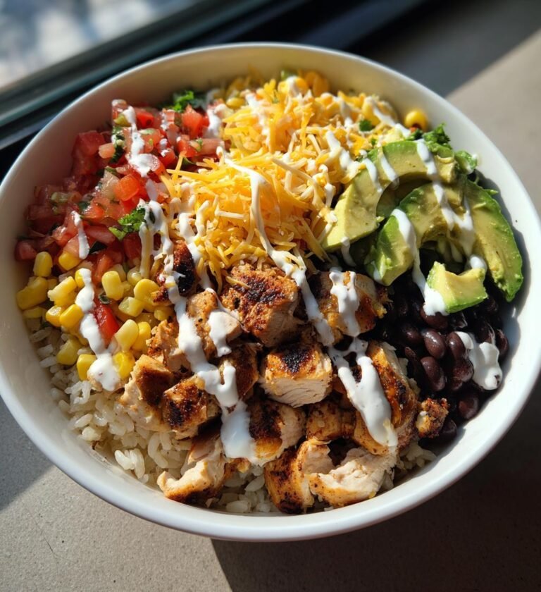 High-protein chicken burrito bowl