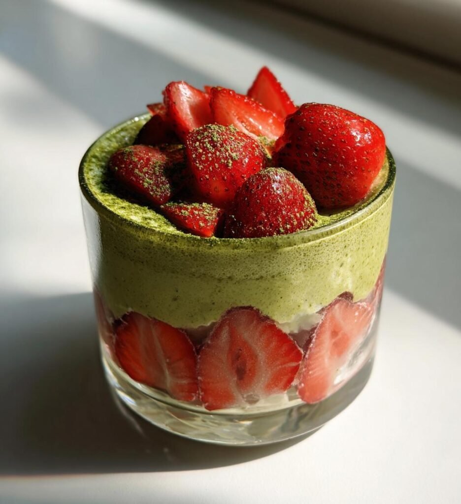 Matcha strawberry dessert (fusion trend)