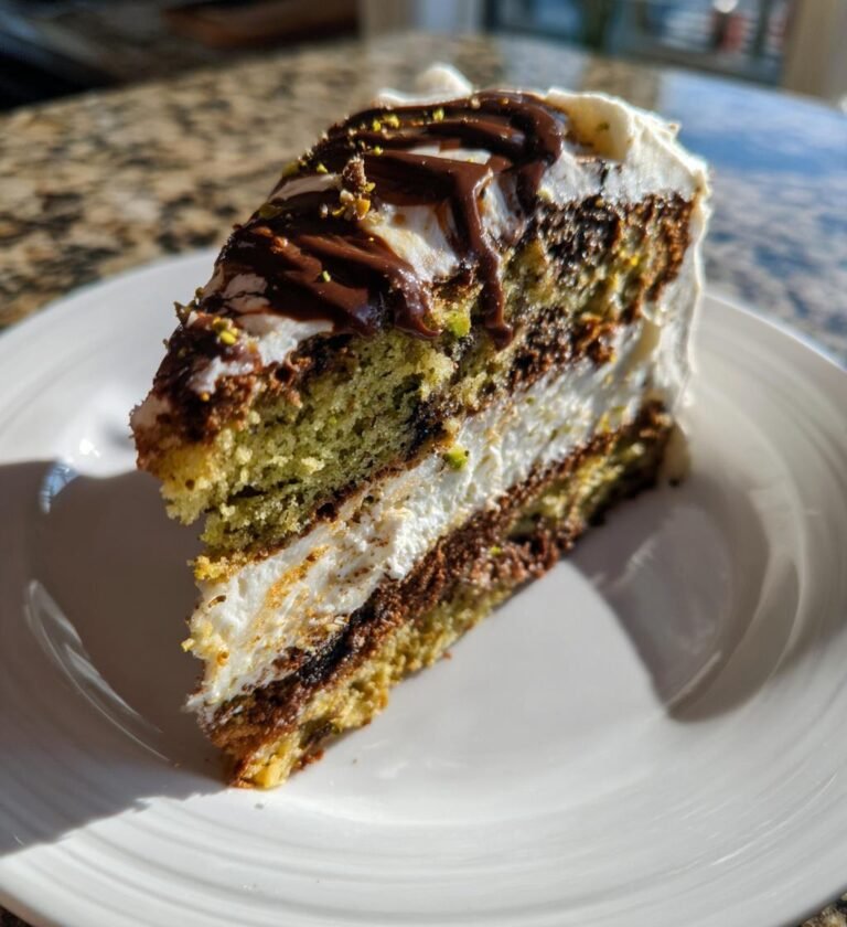 Pistachio chocolate cake (viral dessert trend)