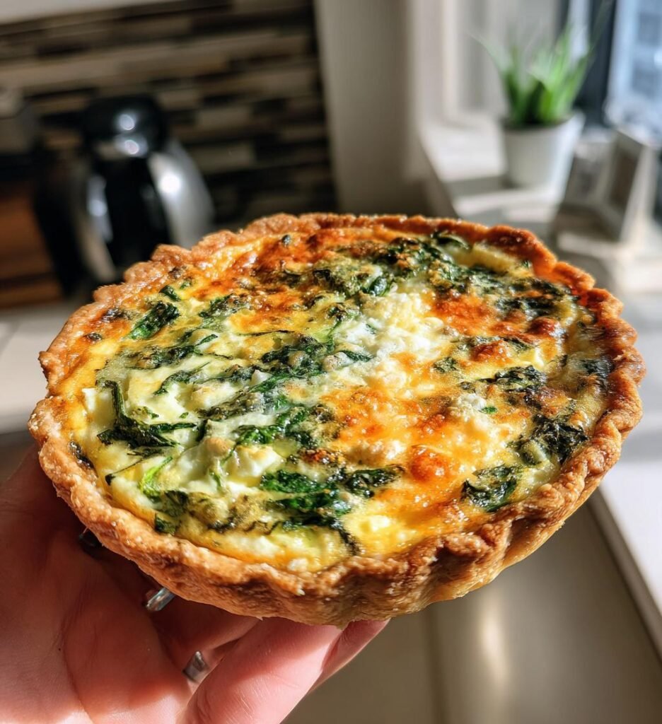 Spring quiche with spinach & cheddar