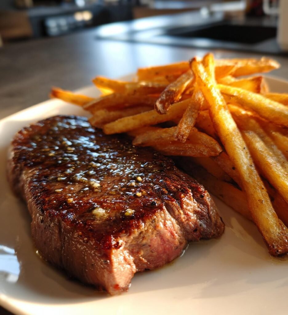 Beef steak with fries (steak frites)