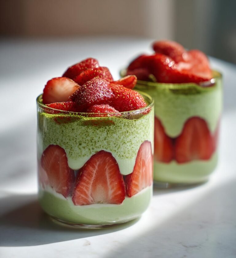 Matcha strawberry desserts (fusion trend)